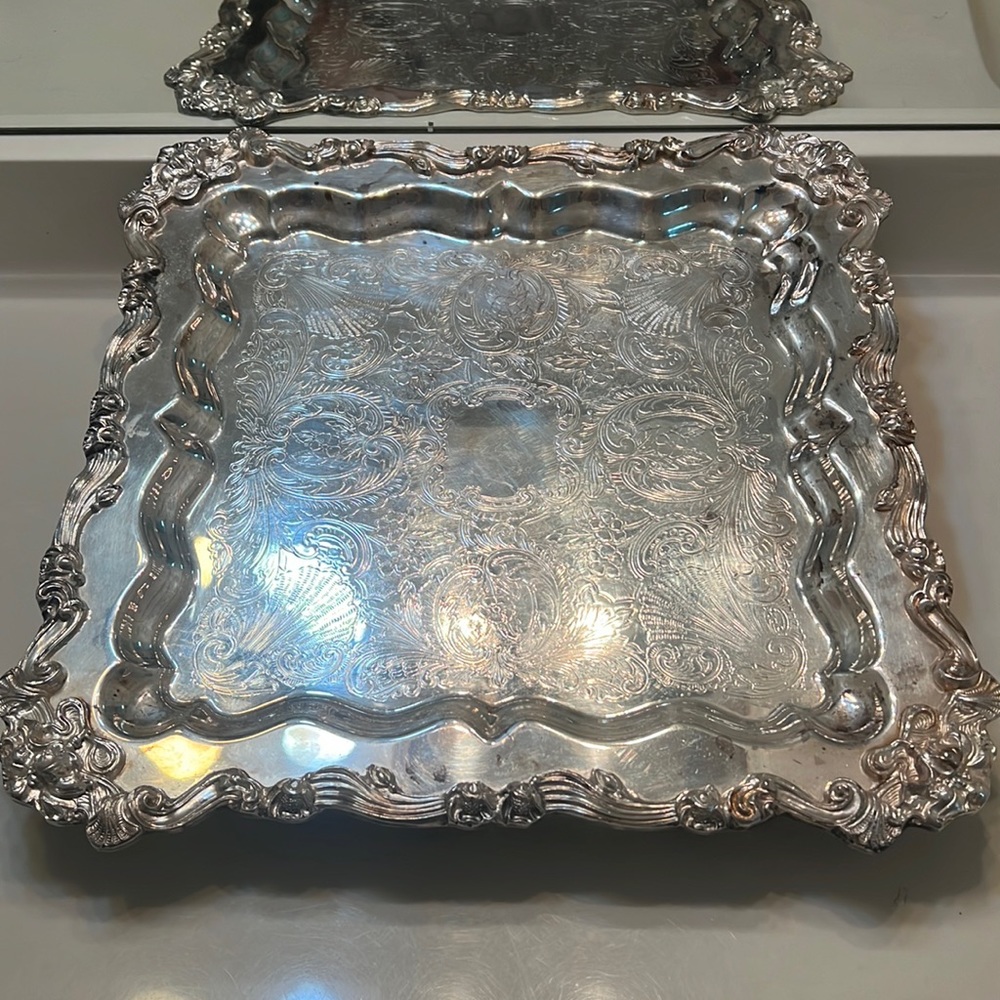 King Louis Style Silver Plated Serving Tray